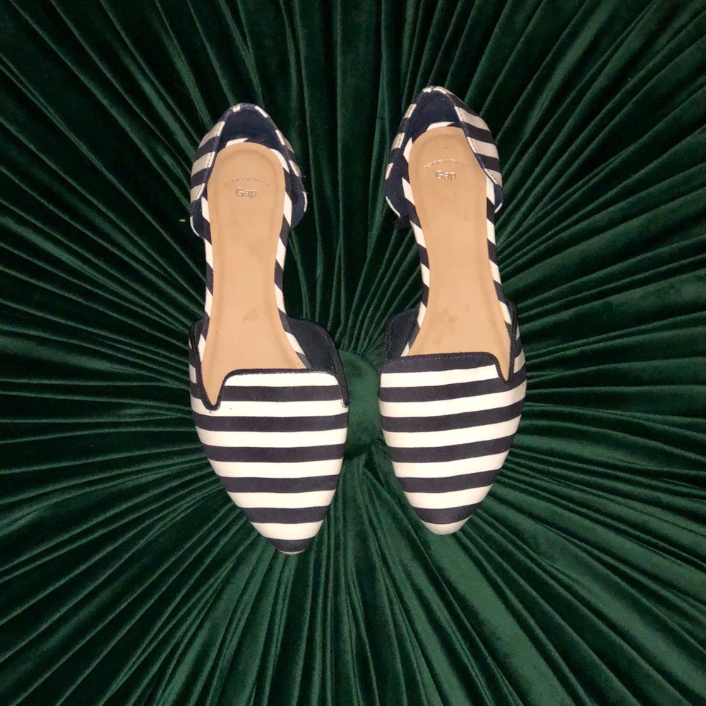 Navy Blue and White Striped Gap Flats Size 9